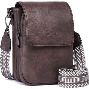 Womens A-deep Coffee Leather Purses Imported Magnetic Snap Crossbody Zipper Bag